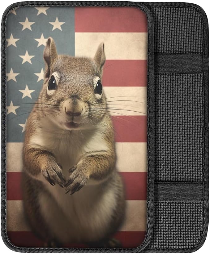 Car Center Console Pad, Universal Waterproof Car Armrest Seat Box Cover, Car Interior Accessories for Most Vehicle SUV Truck Vintage American Flag Mice Car Armrest Pad