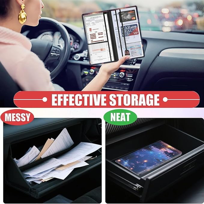 Car Document Holder with Magnetic Shut, Car Registration & Insurance Card Holder, Waterproof PU Leather Glove Box Organizer Vehicle Accessories Driver License for Women/Men, Dragonfly Pattern