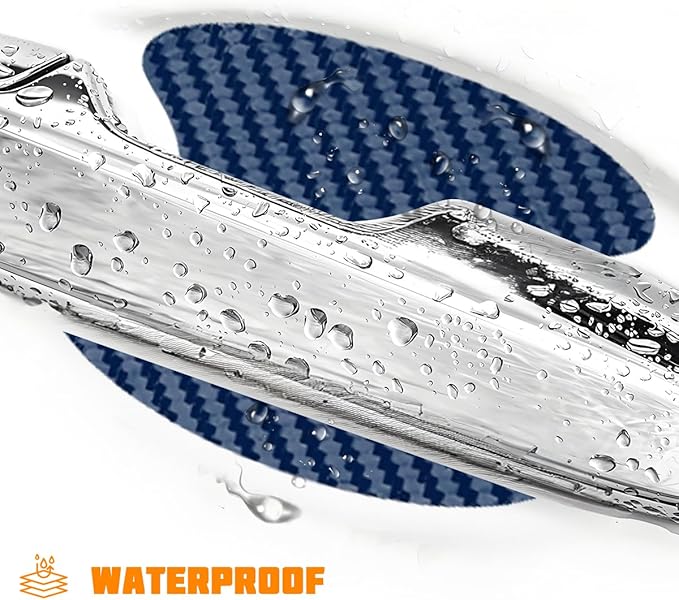 Car Door Handle Cup Protector, 4PCS Carbon Fiber Anti-Scratch Vehicle Door Handle Bowl Sticker, Self-Adhesive Automotive Paint Protective Film, Universal for SUV RV Truck (Blue)