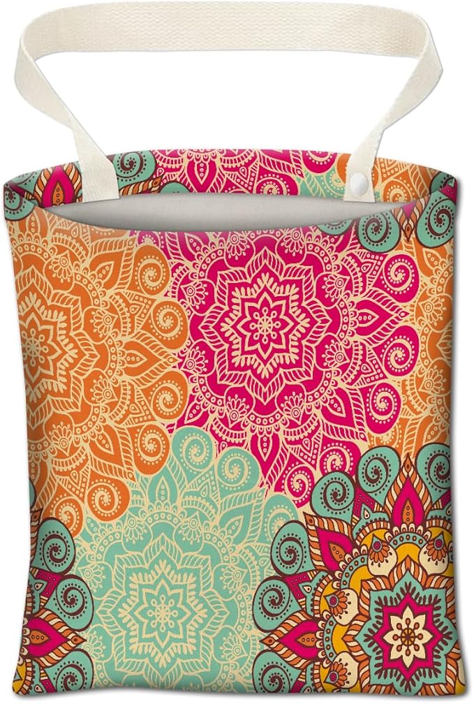 ABUIFDK Cute Car Organizer and Storage Bag, Hanging Trash Bin for Vehicle, Travelling, Camping - Colorful Flowers Pattern