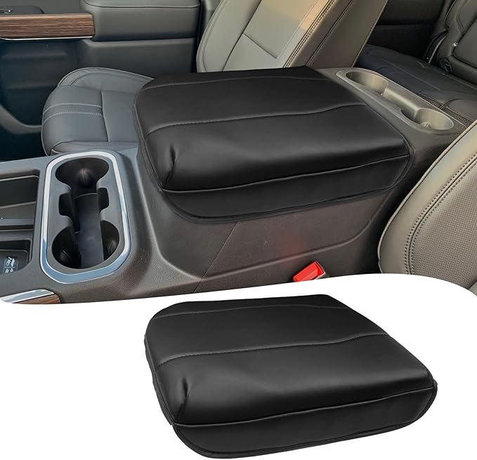 Xaido Center Console Armrest Cover for Chevy Silverado/GMC Sierra 2019-2026 & Tahoe/Suburban/Yukon 2021-2026, Bucket Seat Console Arm Rest Cushion Protective, Black