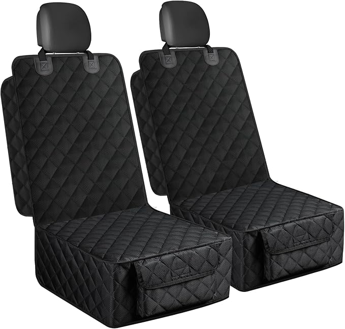 Smatto Dog Car Seat Cover, 2 Pack Waterproof Pet Front Seat Car Cover, Full Protection Dog Seat Protector with Side Flaps, Universal Size for Cars, Trucks, SUVs