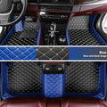 Custom Fit Car Floor Mats for Most Cars, SUVs, Trucks - Waterproof PU Leather All-Weather Floor Liners - Durable Anti-Slip Interior Car Accessories to Protect Vehicle Floors (Blue+Black Beige)