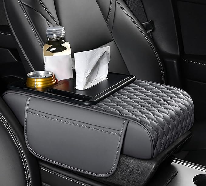 Car Armrest Covers for Land Rover Defender (L663) 2020–2025,Centre Protection Padding Center Console Cushion Storage Box Mat Pad Cover Protector,Grey