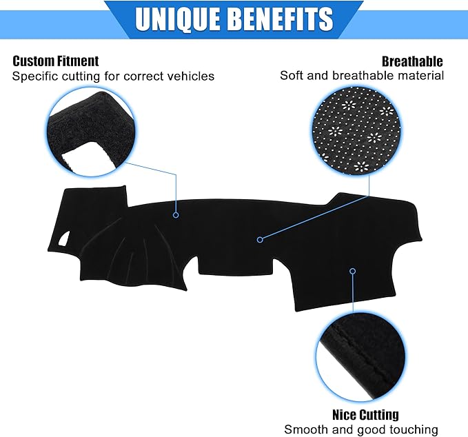 Dash Covers Mat for Toyota RAV4 2007-2012 Upgrade Polyester Car Center Console Interior Trim Dashboard Cover for Toyota RAV4 Protector Black