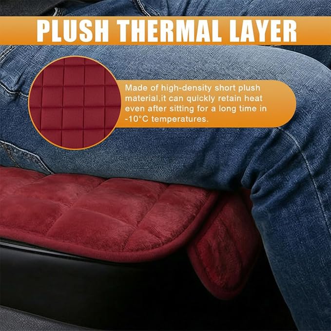 YoRise Car Seat Cushion, Soft Plush Auto Seat Pad with Storage Pocket, Car Driver Seats Protector Cover with Non-Slip Rubber Bottom, Winter Vehicle Accessory for SUV, Truck, Home, Office (Red)