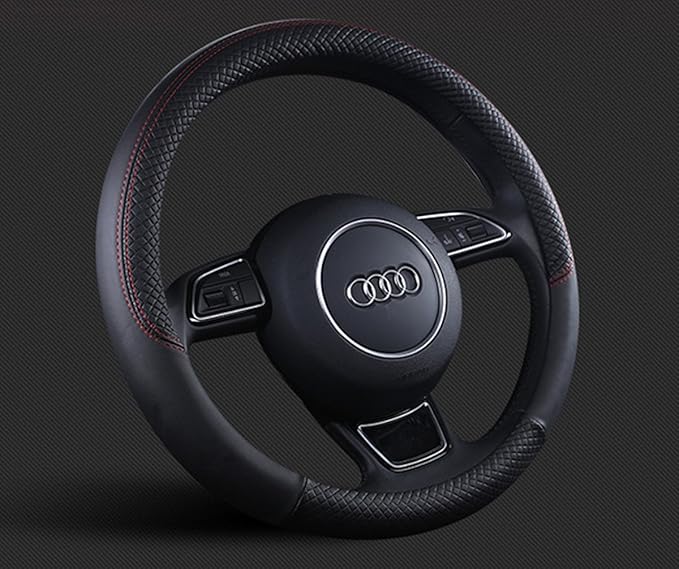 Auto Car Leather Steering Wheel Cover Anti Slip Wrap 15",Black
