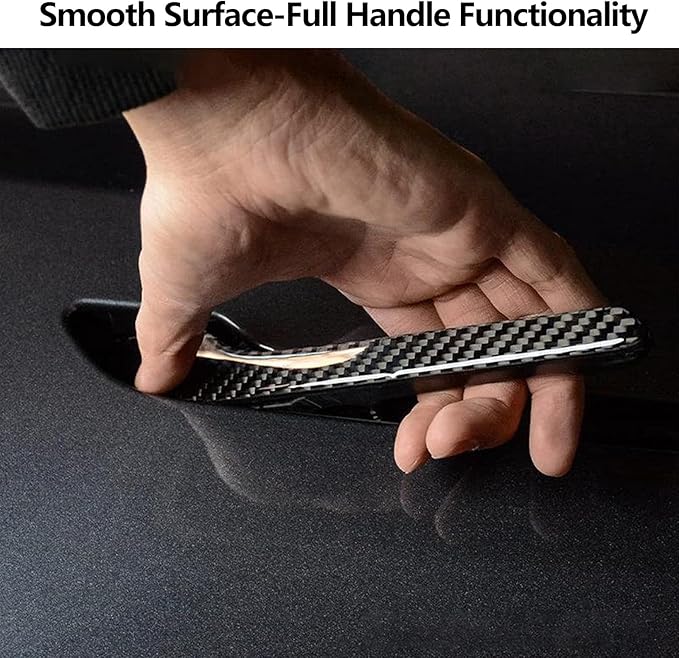 4PCS Tesla Model 3/Y Door Handle Cover Set (2017-2025) Highland & Juniper Compatible, Car Door Handle Sills Protection Wrap Exterior Accessories, Carbon Fiber 3D Sticker