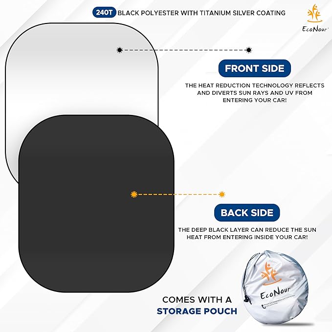 EcoNour Car Windshield Sun Shade Foldable | Front Windshield Shade for Sun, Heat and UV Rays | Sunshade for Car Front Window and Interior Sun Protection | M-(31 * 28 inches)