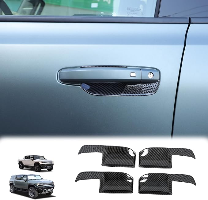 Suetlcoity for Hummer EV Car Door Handle Scratch Protectors 4PCS and Exterior Door Handle Cover 8PCS Compatible with Hummer EV Pickup SUV 2024 2025+