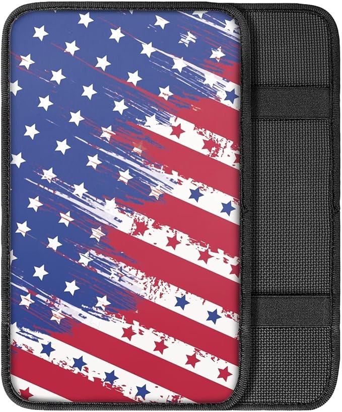 Horeset American Flag Center Console Armrest Cover Auto Accessories, Polyester Car Arm Rest Cover Pad Fit SUV Sedan Truck Vehicle