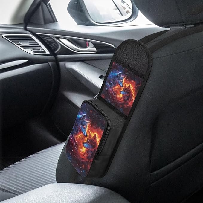 Wolf Automobile Seat Storage Hanging Bag Car Seat Organizer Front Seat Multi-Functional Drink, Stuff Holder Car Accessories