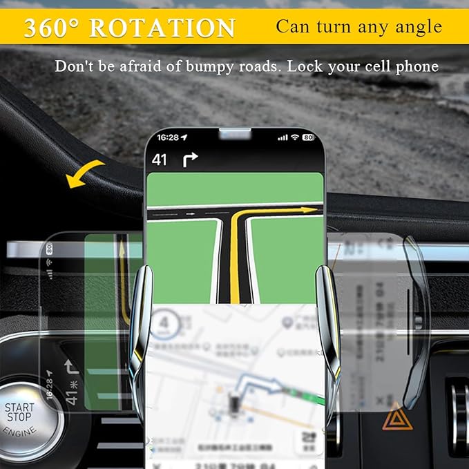 Wireless Car Charger Mount, 15W Automotive Electric Wireless Charger Holder, Car Air Vent Mount Bracket Fast Charging for Most Smartphone, Universal Car Accessories (Golden)