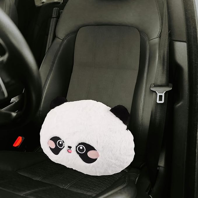 balacoo Cartoon Panda Lumbar Support Pillow Plush Seat Cushion for Car and Office Chair Lower Back Comfort Travel Neck Pillow