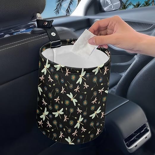 Brosoneto Dragonfly Collapsible Portable Car Garbage Bin Multipurpose for Front Seat, Back Seat, Floor, Headrest Rubbish Bin Universal Fit for SUV, Trucks