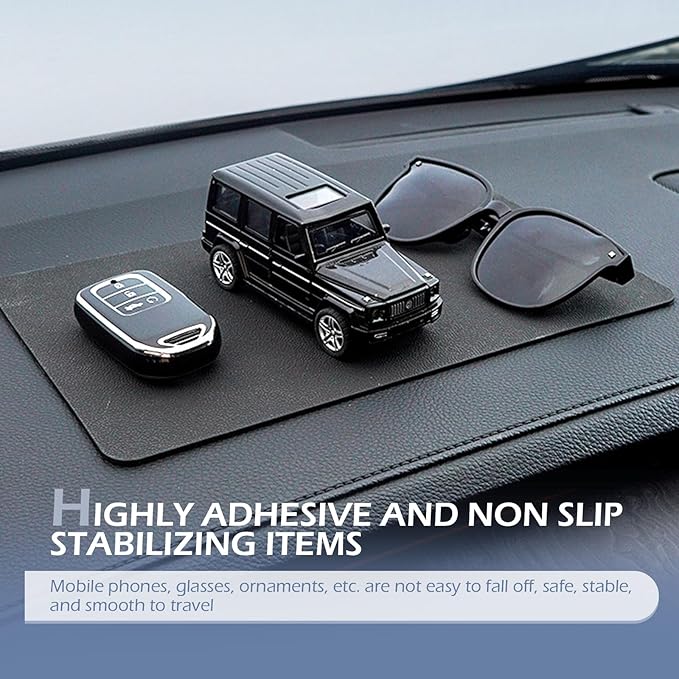 leechio 1 PC Car Dashboard Non Slip Mat, Universal Dash Rubber Pad, Lengthen High Temperature Resistant Central Control Instrument Trolley Built-in Mat, for Cell Phones Sunglasses Coins Keys (Black)