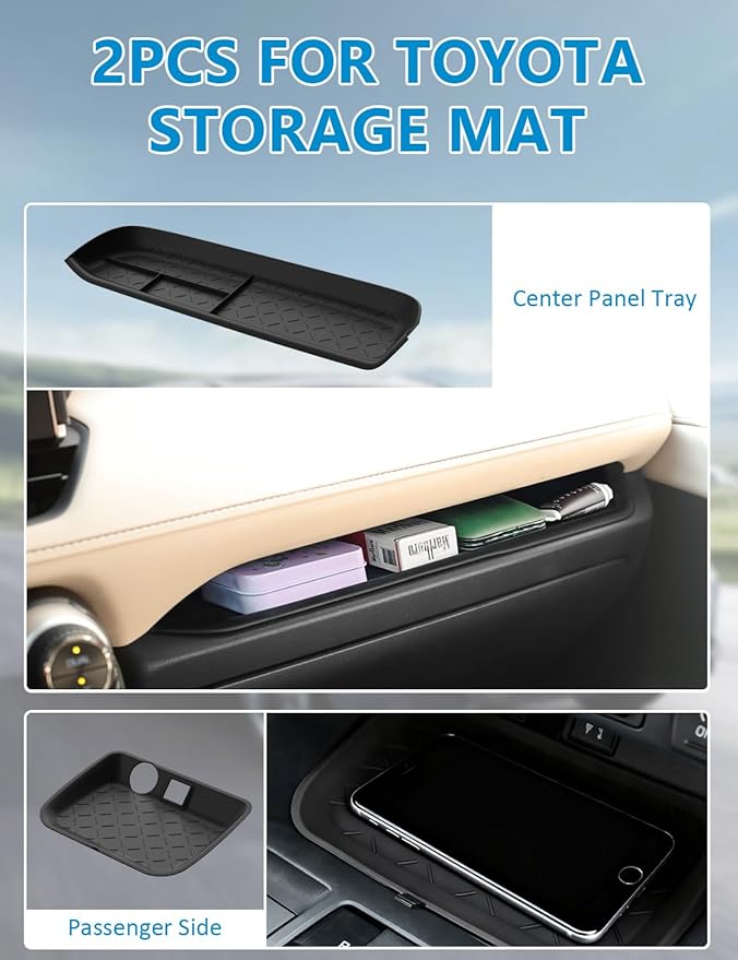 HZCZLO Center Storage Organizer Tray Compatible with Toyota RAV4 2025-2019 Accessories, Center Console Mat,Passenger Storage Organizer Silicone Mat for Toyota RAV4 2Pcs