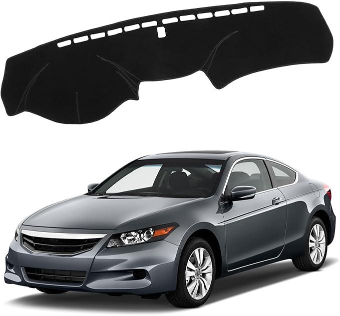 Upgraded Dash Mat for 2008-2013 Honda Accord Polyester Dash Board UV Protection Non-Slip Windshield Reflective Dash Cover Interior Accessory Black