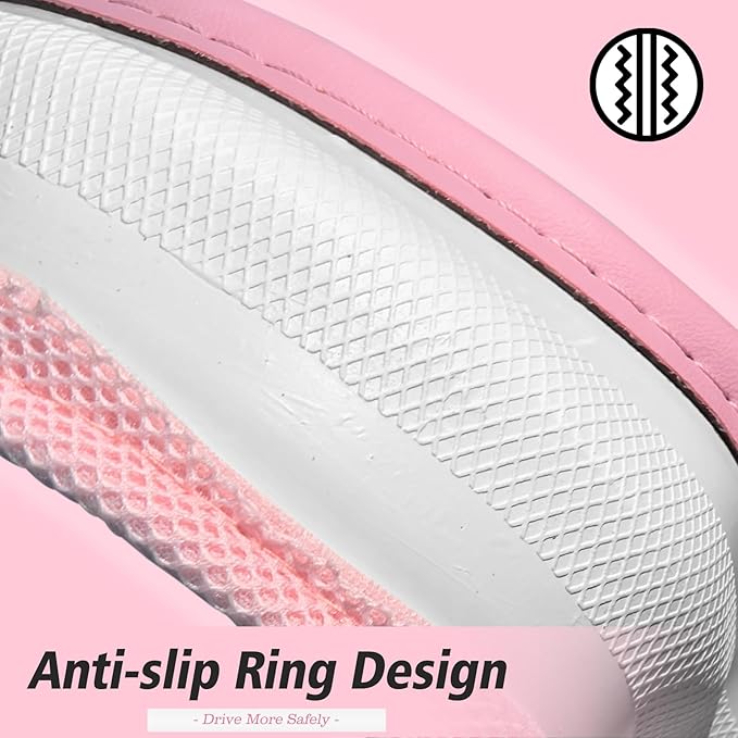 ZHOL Light Pink Steering Wheel Cover, Breathable Microfiber Leather Anti-Slip Cute Car Steering Wheel Cover for Women, Warm in Winter and Cool in Summer, 15 Inch