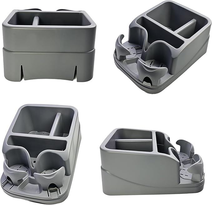 Keyiduid Car Console Organizer, Car Seat Organizer with 2 Adjustable Cup Holders, Center Console for Cars, Trucks, Minivans, SUVs, Vehicle Organizer, 3 Large Storage Compartment (Gray)