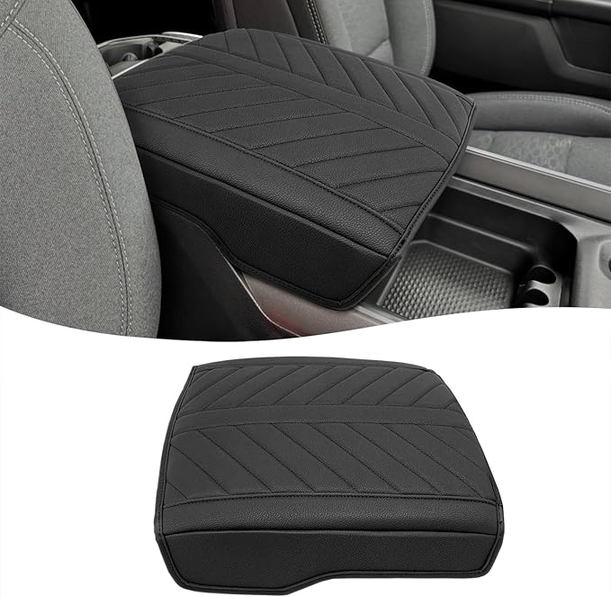 Center Console Cover for 2019-2026 Dodge RAM 1500 2500 3500 Accessories, PU Leather Middle Console Cover Pad, Floor Console Bucket Seat Only, Anti-Scratch, Black