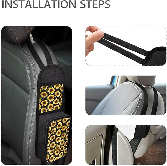 Sunflower Automatic Seat Storage Hanging Bag Car Seat Side Organizer Multifunctional Multi-Pocket Drink Holder Car Travel Accessories Suitable for All Cars