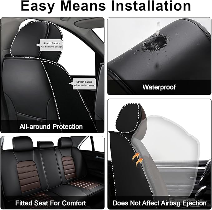 AREKA 2 Car Seat Covers for Subaru Crosstrek 2016-2026 Breathable Leather,Waterproof Car Seat Protectors with Comfort Headrest Pillows,Automotive Vehicle Cushion with Storage Pockets (Luxury,Brown)