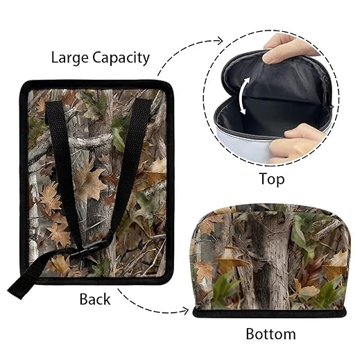 Talayituse Hunting Camo Forest Leaves Print Car Trash Can with Lid, Leak Proof Auto Trash Bag Hanging Vehicle Garbage Can Multipurpose Storage Container for Back Seat Road Trip