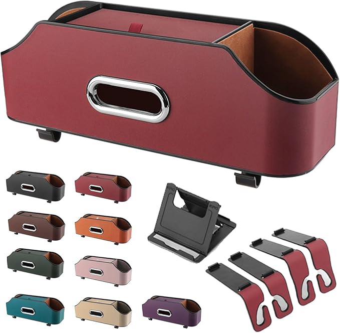 3-In-1 Car Backseat Organizer, 2026 New Multifunctional Car Seat Back Storage Box with Hooks and Phone Holder, Car Cup Holder Organizer for Hold Phone, Snacks, Drinks, Handbag (Red)