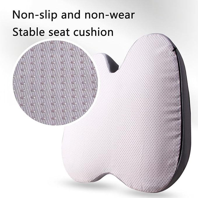 Car Seat Cushion for Long Driving, Ergonomic Memory Foam Seat Cushion, Car Seat Cushion for Back Pain and Lumbar Support Non Slip and Easy Clean for Driving Gaming Chair and Travel C Cool Black
