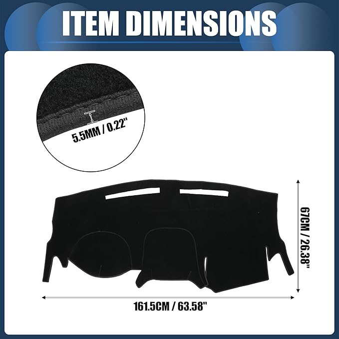 Dash Cover, Center Console Non-Slip Dashboard Carpet Mat for Dodge Grand Caravan 2011-2020 Polyester Black,1Pc