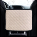 Car Handbag Holder Between Seats, Leather Large Capacity Front Seats Organizer Pocket, Automotive Purse Holder Storage Bag with Buckle Straps, Universal for SUV RV Truck (Khaki)