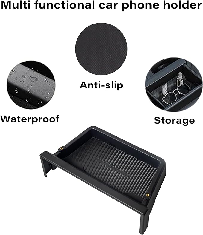 Car Phone Holder for 2025 Toyota Sienna Accessories Apply to 12.3 Inch Screen Fixed Clip Magnetic Cell Phone Mount Hands-Free 360 Degree Rotation with Dashboard Storage Tray