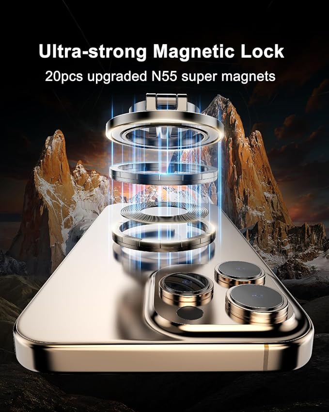 Magnetic Phone Holder for Car: for MagSafe Mount 360° Rotation - Ultra-Strong Magnets Car Phone Holder- All-Metal Cell Phone Holder for iPhone 16/15/14/13/12 Series