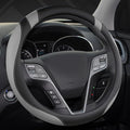 West Llama Customized Auto Car Steering Wheel Cover for Hyundai,Tucson,Sonata,Elantra,Santa Fe,Genesis,Sonata Hybrid,Azera,Venue,Kona, 14.5-15 inches(Black+Gray - Standard Size)