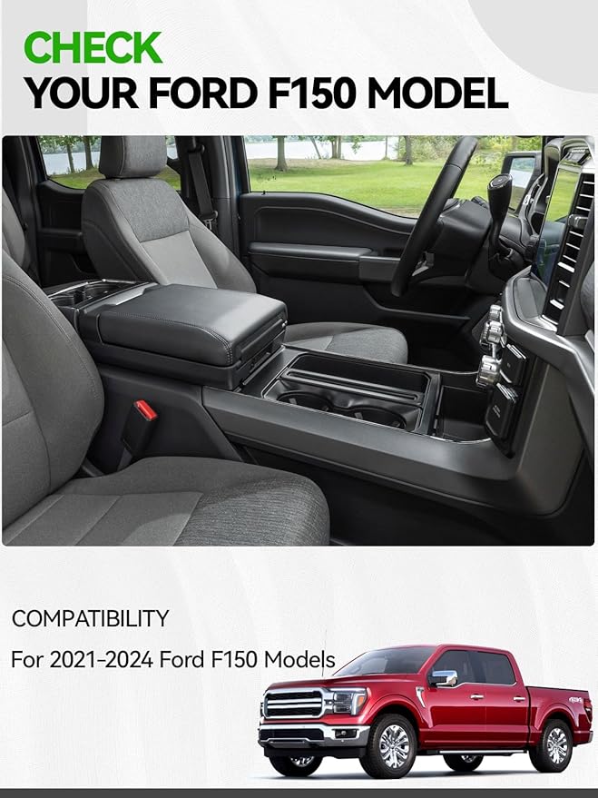 ELECFRESH 2PCS Center Console Organizer for 2024 2023 2022 2021 Ford F150 Accessories, Armrest Storage Box and 16-Compartments Divider for Ford F150 (Not fit for 2025 2026)