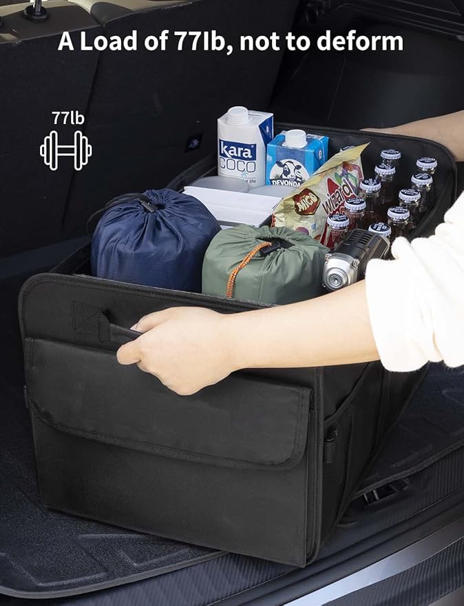 Car Trunk Organizer for SUV, 72L Large Capacity Collapsible Trunk Organizer, Car Organizers and Storage with 4 Pockets, Accessories for Women/Men, Black