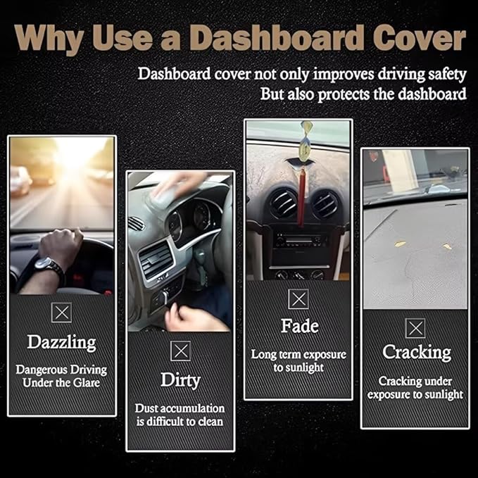 leather dashboard cover Compatible with Nissan Teana (Half covered) 2013-2018，dash cover（black）