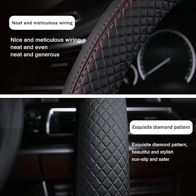 Steering Wheel Cover for Honda Pilot 2003-2025, Leather Easy Installation Car Interior Accessories Breathable Auto Protector Non Slip Grip,Blue