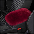 Center Console Cover, 11.81"×7.87" Automotive Fluffy Plush Center Armrest Protector, Universal Furry Comfortable Center Console Pad for Cars Trucks SUVs, Car Accessories (Wine Red)