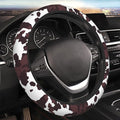 Brown Cow Print Neoprene Steering Wheel Cover for Men Women Anti-Slip Elastic Steering Wheel Protective Cover 15in Universal Car Accessories Fit Cars, SUVs, Auto