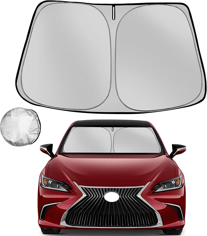 Fonowka Windshield Sun Shade for 2019-2025 Le-xus ES250 ES300h ES350 Foldable Sun Sunshade for Car Front Window Blocks UV Rays and Heat Automotive Interior Protector Custom Fit Accessories