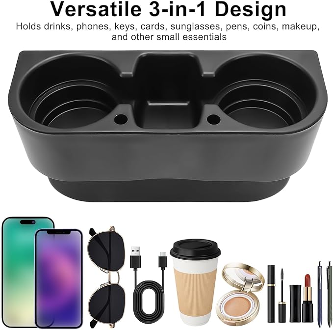 EEEKit Car Cup Holder, Car Seat Seam Wedge Cup Holder, Cell Phone Storage Organizer, Multifunction Glove Box Organizer