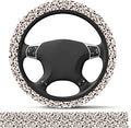 Elastic Car Steering Wheel Cover, Universal 15 inch Non-Slip Breathable Neoprene Steering Wheel Protector, Car Accessories for Women Men Fit Auto, Suvs, Truck White Leopard