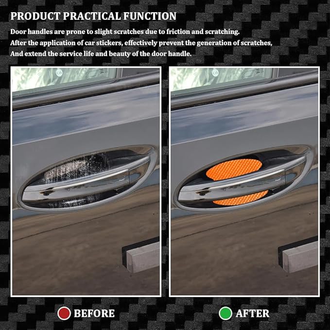 4PCS Car Door Handle Cup Scratch Protectors, Carbon Fiber Anti-Scratches Car Door Cup Protector, Universal Door Handle Protective Film, Car Door Handle Paint Cover Guard Pad for Most Car Handles