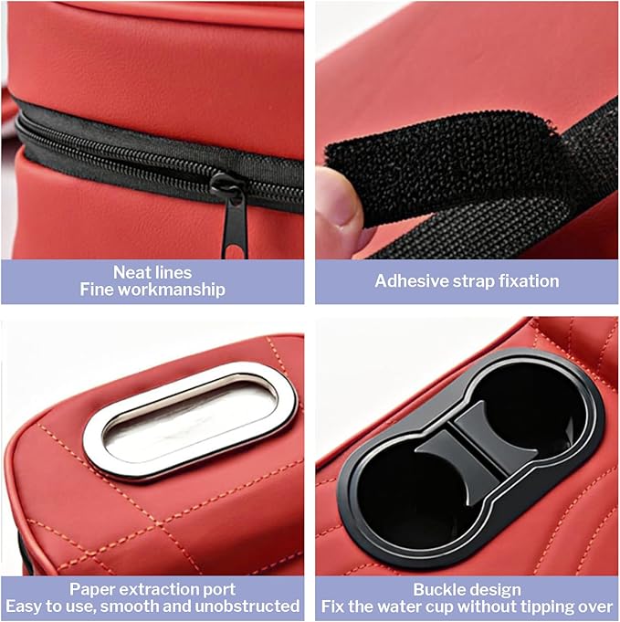 LAFANDE Car Armrest Cushion | Heightening Pad Arm Rest for Car, Center Console Cover with Storage Bags Cup Holder, Tissue Box Slot, Easy to Install and Clean