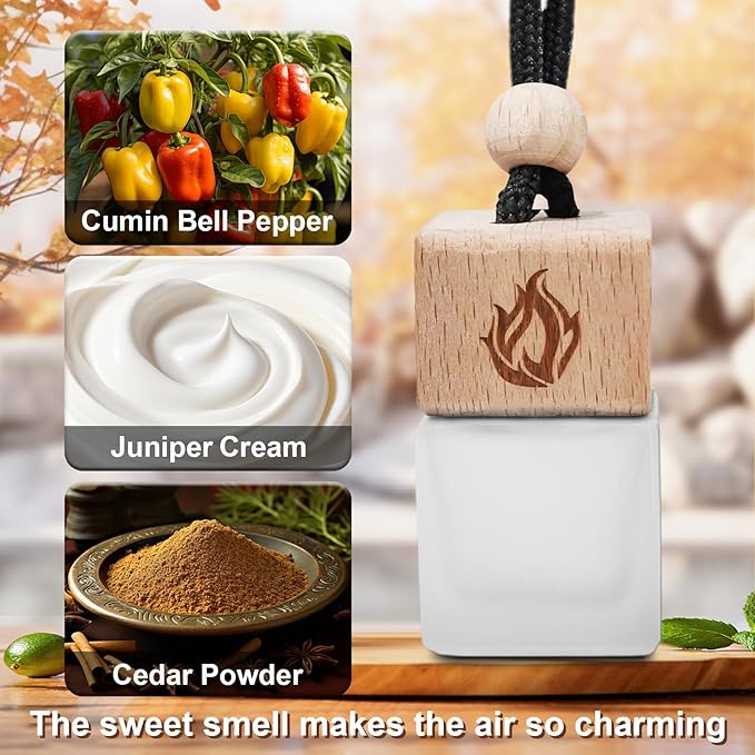 Car Air Freshener Hanging 2 Pack, Black Cedar and Juniper Essential Oil Air Diffuser, Long Lasting Car Scent Fragrance, Car Accessories for Women Men