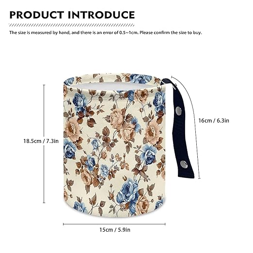 Retro Flower Print Cat Car Garbage Can Small Trash Can with Leak Proof Inside Liner and Hanging Strap Car Organizer Portable for Road Trip