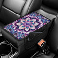 CLOHOMIN Boho Mandala Flower Car Armrest Cover Cushion Pad Decorative Accessories Purple Auto Center Console Cover Pad Universal Car Center Console Armrest Cover Fit for Most Vehicles