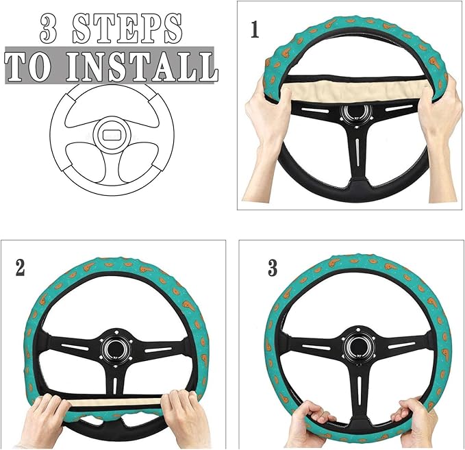 FeHuew Cute Otters in Water Steering Wheel Cover for Women, Girls 15 inch Universal Auto Car Anti Slip Wrap Steering Wheel Covers Fit for Vehicles, Truck, SUV